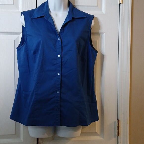 Elementz royal blue sleeveless button down top  Sz L EUC - Picture 1 of 5